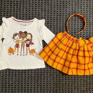 Cynthia Rowley girls fall autumn Thanksgiving harvest pumpkin top skirt set XS 4